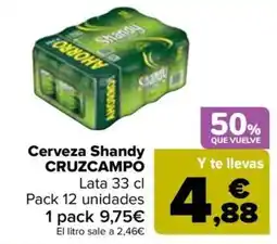 Carrefour Cerveza Shandy Cruzcampo oferta