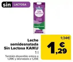 Carrefour KAIKU leche semidesnatada sin lactosa oferta