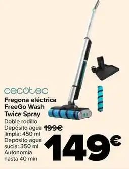 Carrefour Cecotec - fregona electrica freego wash twice spray oferta