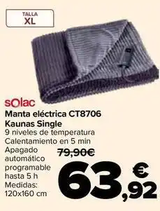 Carrefour Solac - manta electrica ct8706 kaunas single oferta