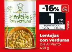 Dia Dia al punto - lentejas con verduras oferta