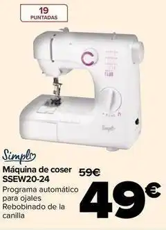 Carrefour Simpl - maquina de coser ssew20-24 oferta