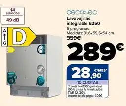 Carrefour Cecotec - lavavajillas integrable 6250 oferta