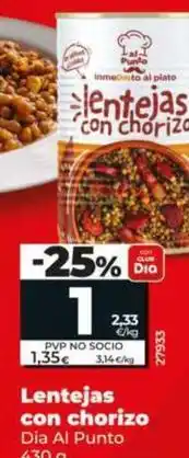 Dia Dia al punto - lentejas con chorizo oferta