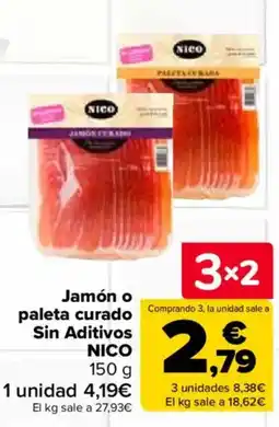 Carrefour Market Nico jamón o paleta curado oferta