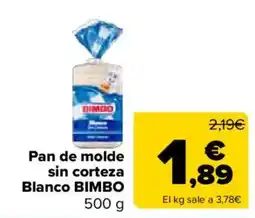 Carrefour Market Bimbo pan de molde sin corteza blanco oferta