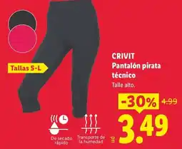 Lidl Crivit pantalón pirata técnico oferta