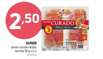 Coviran Elpozo Jamón curado medias lonchas 90g x 2u oferta