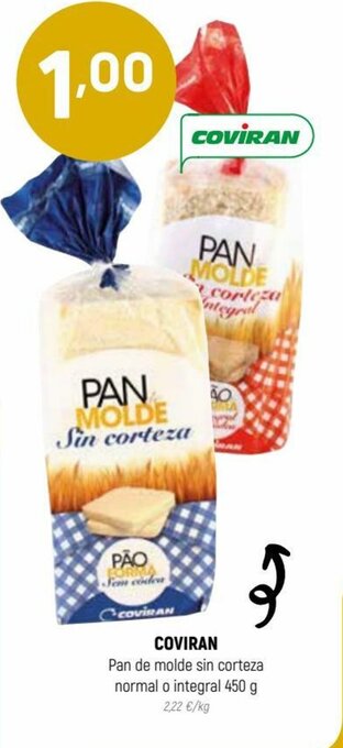 Coviran Coviran Pan de molde sin corteza normal o integral 450 g oferta