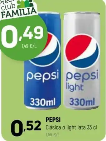 Coviran Pepsi Clásica o light lata 33 cl oferta