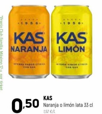 Coviran Kas Naranja o limón lata 33 cl oferta
