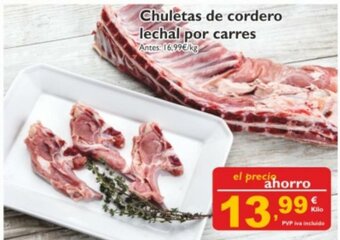 Cash Ecofamilia Chuletas de cordero lechal por carres oferta