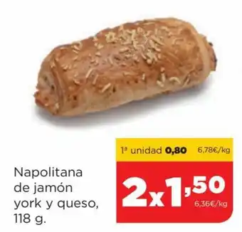 Alimerka Napolitana de Jamón York y Queso, 118 g. 2x oferta
