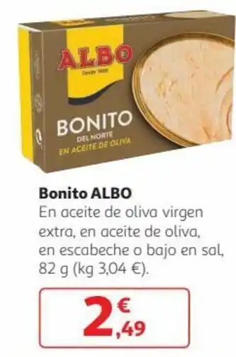 Alcampo Bonito Albo En Aceite de Oliva Virgen Extra, En Aceite de Oliva, En Escabeche o Bajo En Sal, 82 g oferta