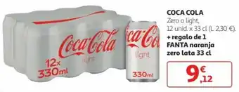 Alcampo Coca Cola Zero o Light, 12 Unid. x 33 cl + Regalo de 1 Fanta Naranja Zero Lata 33 cl oferta