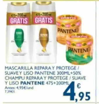Supermercados La Despensa Pantene Mascarilla Repara Y Protege/Suave Y Liso 300ml + 50% Champu Repara Y Protege / Suave Y Liso 475 + 200ml oferta