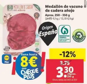 Lidl Medallón de vacuno de cadera añojo Aprox. 250-350g oferta
