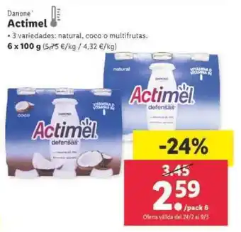 Lidl Danone Actimel 6 x 100g oferta