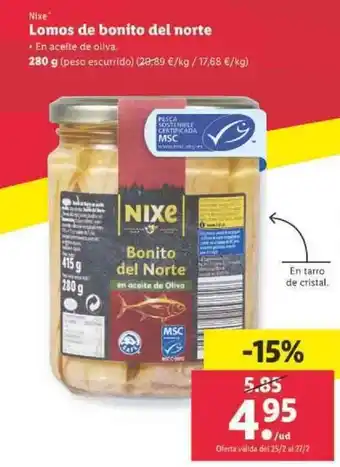 Lidl Nixe Lomos de bonito del norte 280g oferta