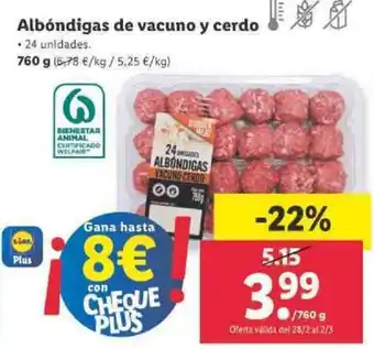 Lidl Albóndigas de vacuno y cerdo 760g oferta
