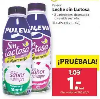 Lidl Puleva Leche sin lactosa 1L oferta