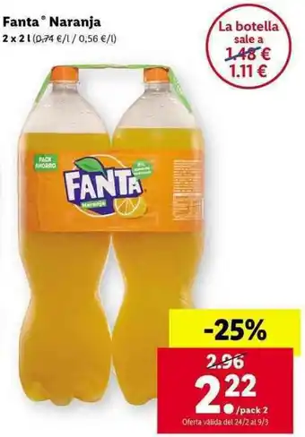 Lidl Fanta Naranja 2 x 2 L oferta
