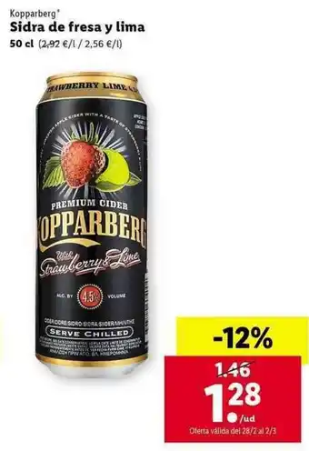 Lidl Kopparberg Sidra de fresa y lima 50 cl oferta