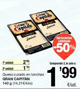 SPAR Gran Capitán Queso curado en lonchas 140g oferta
