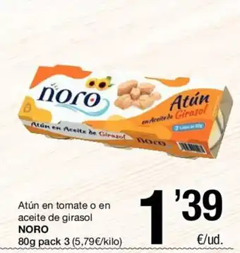 SPAR Noro Atún en tomate o en aceite de girasol 80g oferta