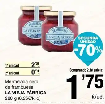 SPAR La Vieja Fábrica Mermelada cero de frambuesa 280g oferta