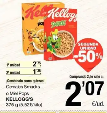 SPAR Kellogg's Cereales Smacks o MIel Pops 375g oferta