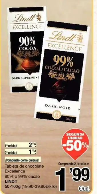 SPAR Lindt Tableta de chocolate Excellence 50-100g oferta