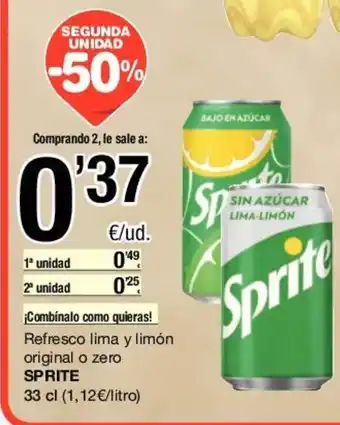 SPAR Sprite Refresco lima y limón original o zero 33cl oferta