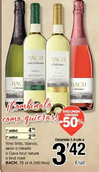 SPAR Bach Vino tinto, blanco, seco o rosado o Cava brut nature o brut rosé 75cl oferta