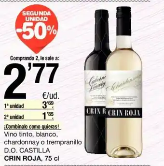 SPAR Crin Roja Vino tinto, blanco, chardonnay o trempranillo D.O. Castilla 75cl oferta