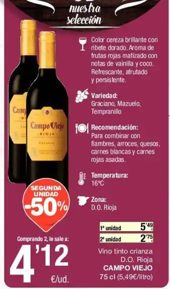 SPAR Campo Viejo Vino tinto crianza D.O. Rioja 75cl oferta