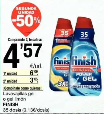 SPAR Finish Lavavajillas gel o gel limón 35dosis oferta