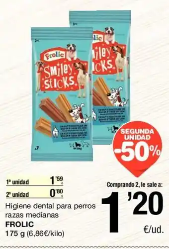 SPAR Frolic Higiene dental para perros razas medianas 175g oferta