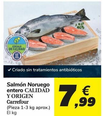 Carrefour Salmón noruego entero calidad y origen carrefour oferta