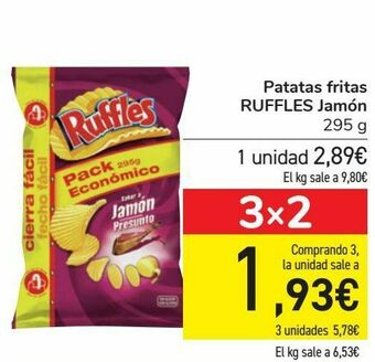 Carrefour Patatas fritas ruffles jamón oferta