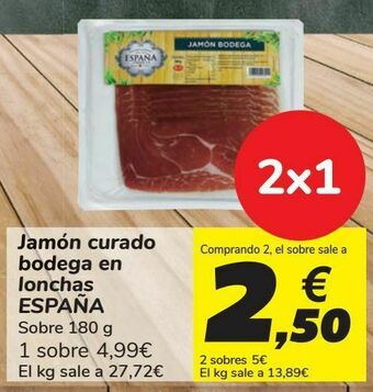 Carrefour Jamón curado bodega en lonchas españa oferta