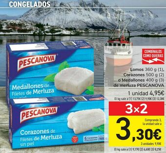 Carrefour Lomos, corazones o medallones de merluza pescanova oferta