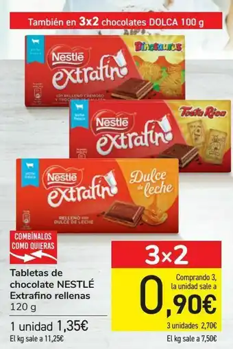 Carrefour Tabletas de chocolate nestlé extrafino rellenas oferta
