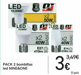 Carrefour Pack 2 bombillas led nine&one oferta