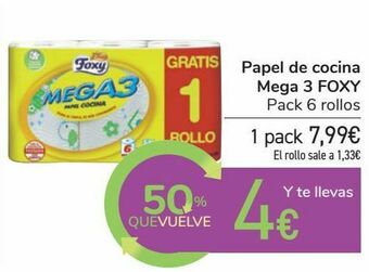 Carrefour Papel de cocina mega 3 foxy oferta