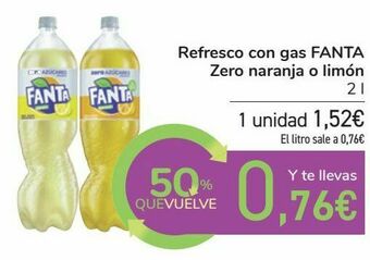 Carrefour Refresco con gas fanta zero naranja o limón oferta