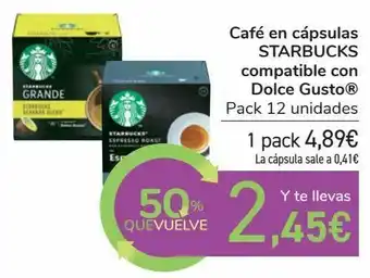 Carrefour Café en cápsulas starbuck compatible con dolce gusto oferta