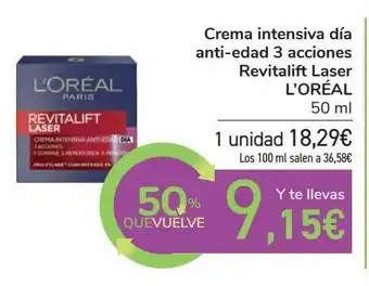 Carrefour Market Crema intensiva día anti-edad 3 acciones revitalift laser l’oréal oferta