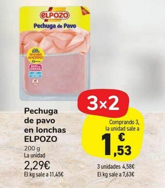 Carrefour Market Pechuga de pavo en lonchas elpozo oferta