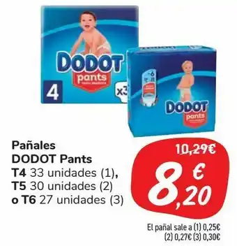 Carrefour Market Pañales dodot pants t4 33 unidades, t5 30 unidades o t6 27 unidades oferta